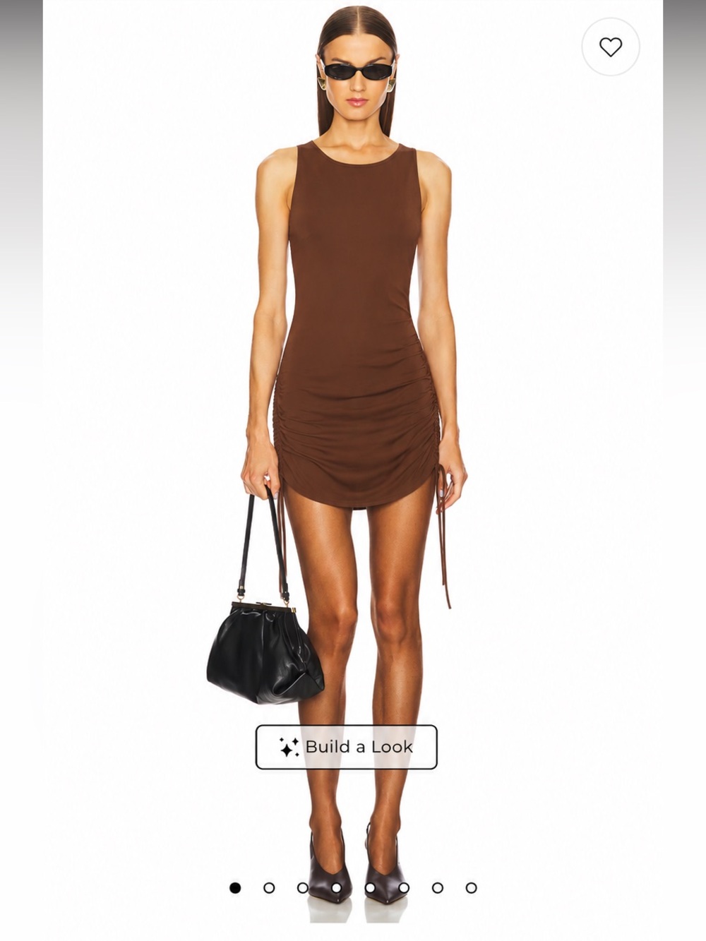 REVOLVE Ribbed Sleeveless Drawstring Dress in Chocolate Brown